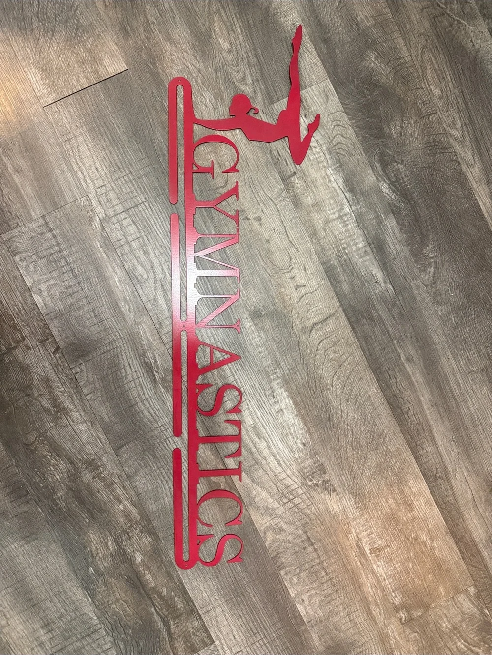Red 'Gymnastics' Metal Wall Sign
